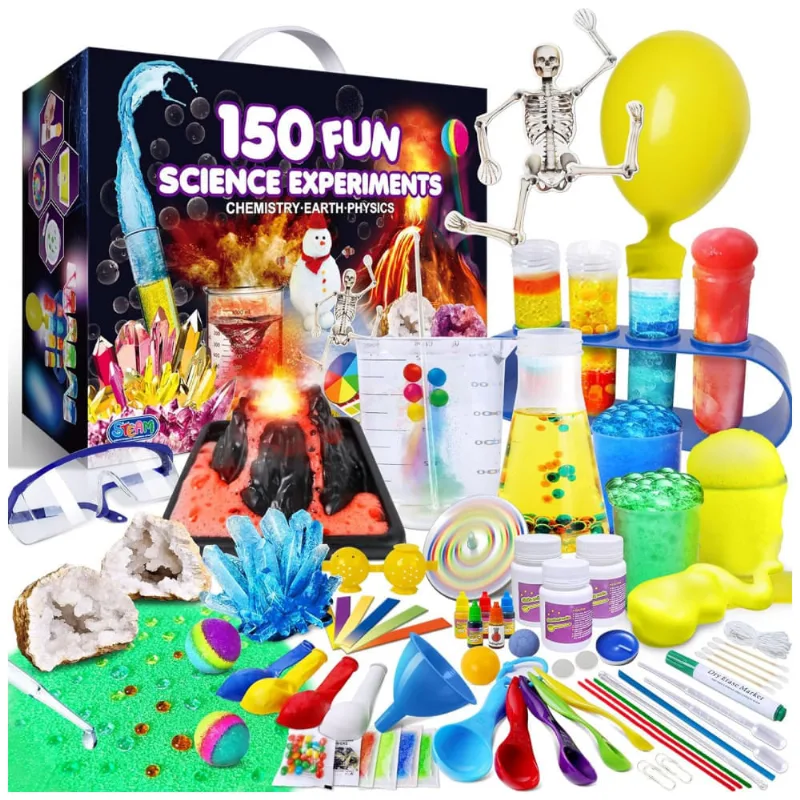 Kit de Ciências Infantis com 150 Experimentos para Meninos e Meninas Brinquedos Científicos Divertidos e Educativos Ótima Ideia de Presente UNGLINGA