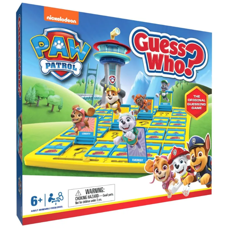 Jogo de Tabuleiro Patrulha Canina, Adivinha Quem? com Chase, Rochoso e Skye para Crianças Acima de 6 Anos e Família, USAOPOLY.