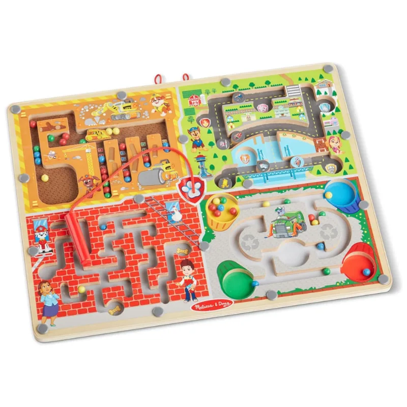 Tabuleiro Infantil 4 em 1 de Madeira, Tema Patrulha Canina com Varinha Magnética para Crianças Acima de 3 Anos, Melissa & Doug
