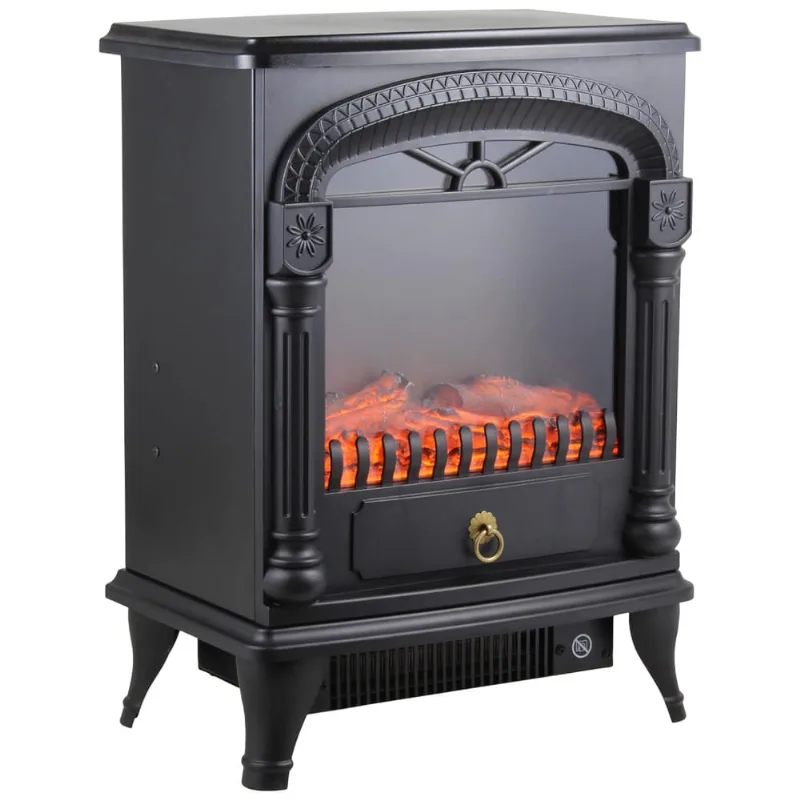 Lareira Elétrica Portátil Com Efeito De Chama Realista 3d E Termostato Ajustável, 110v 1500w, Comfort Zone, Preta