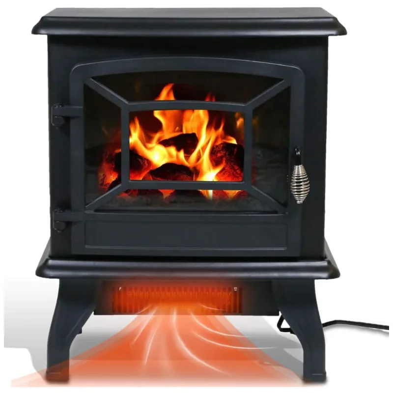 Lareira Elétrica Portátil Com Termostato E Chamas Realistas, 110v 1500w, Dkeli, Preta