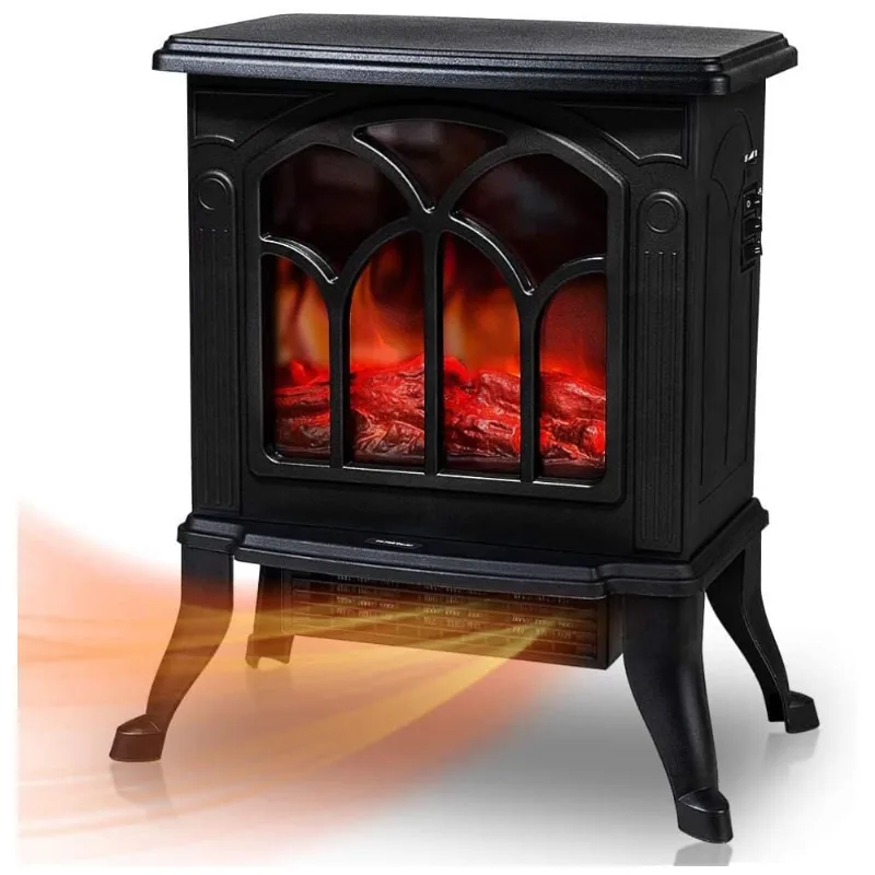Lareira Elétrica Portátil Com Efeito De Chama 3d Realista E Proteção De Segurança, 110v 1500w, Lifeplus, Preta