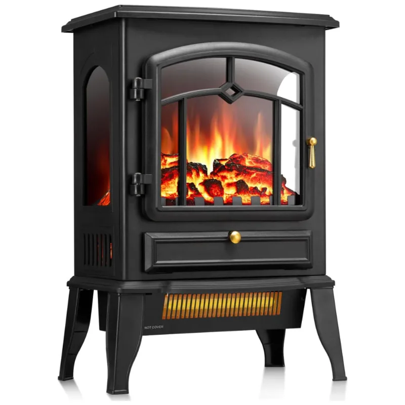 Lareira Elétrica Portátil Com Termostato E Efeitos De Chama Realistas Em 3d, 110v 1500w, Rwflame, Preta