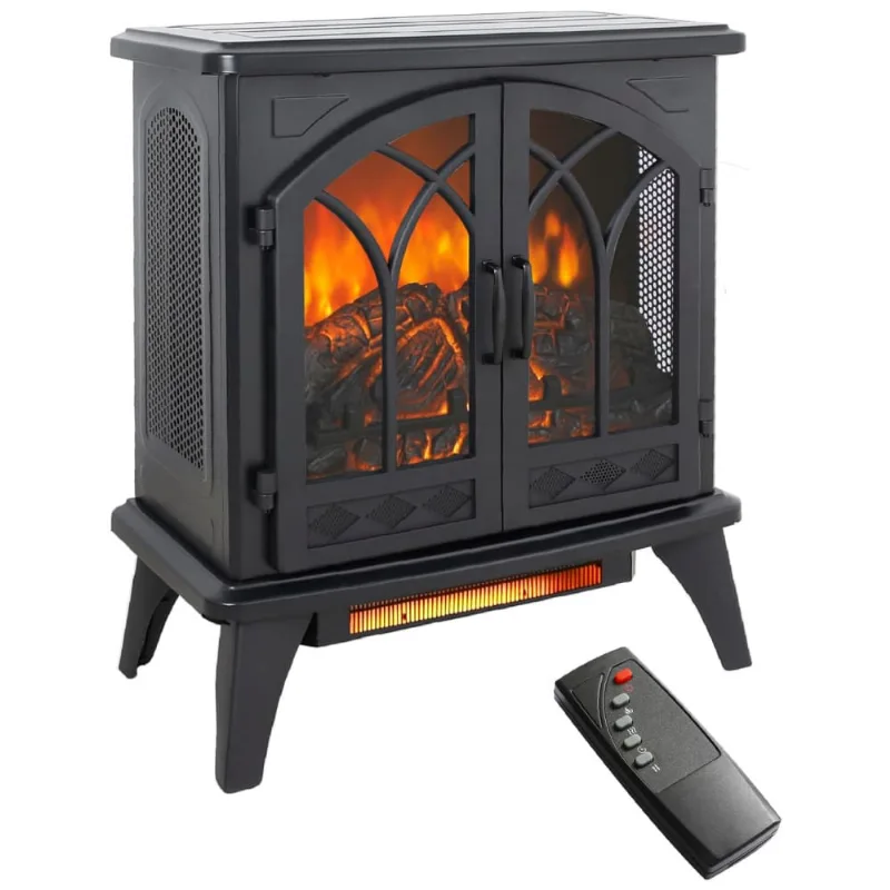 Lareira Elétrica Portátil Com Brilho Ajustável, Chamas Realistas 3d E Controle Remoto, 110v 1500w, Innoflame, Preta