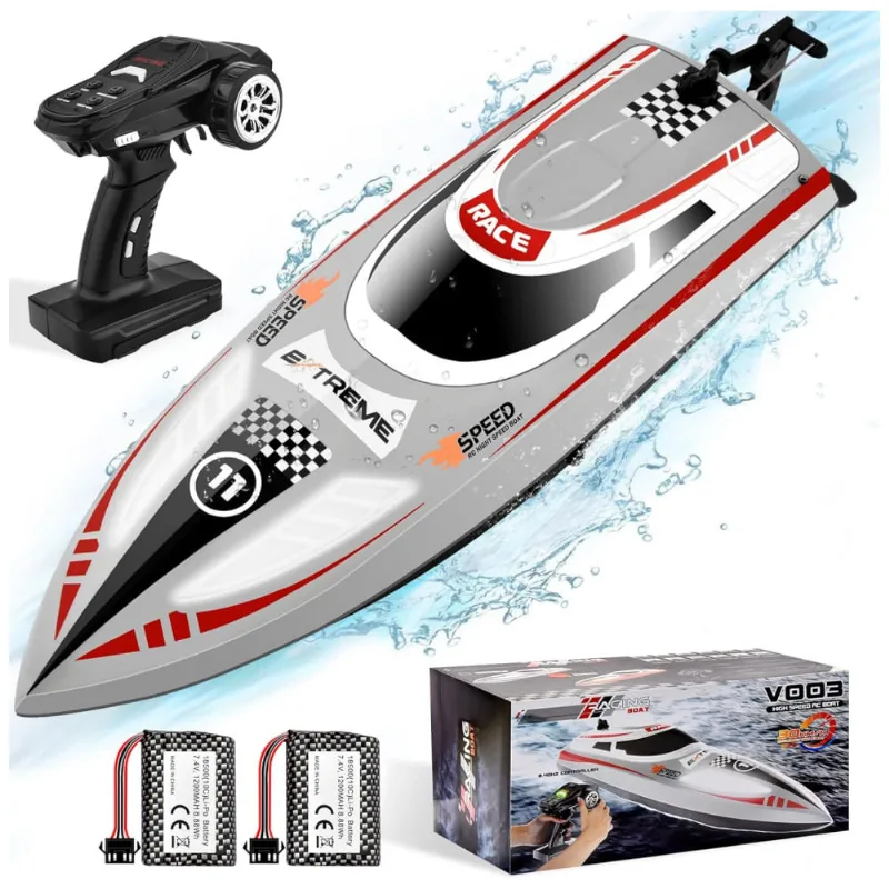Barco De Controle Remoto Para Adultos Com 2 Baterias Recarregáveis E 3 Velocidades Que Pode Chegar Até 50 Km/h, Hexsolid, Cinza