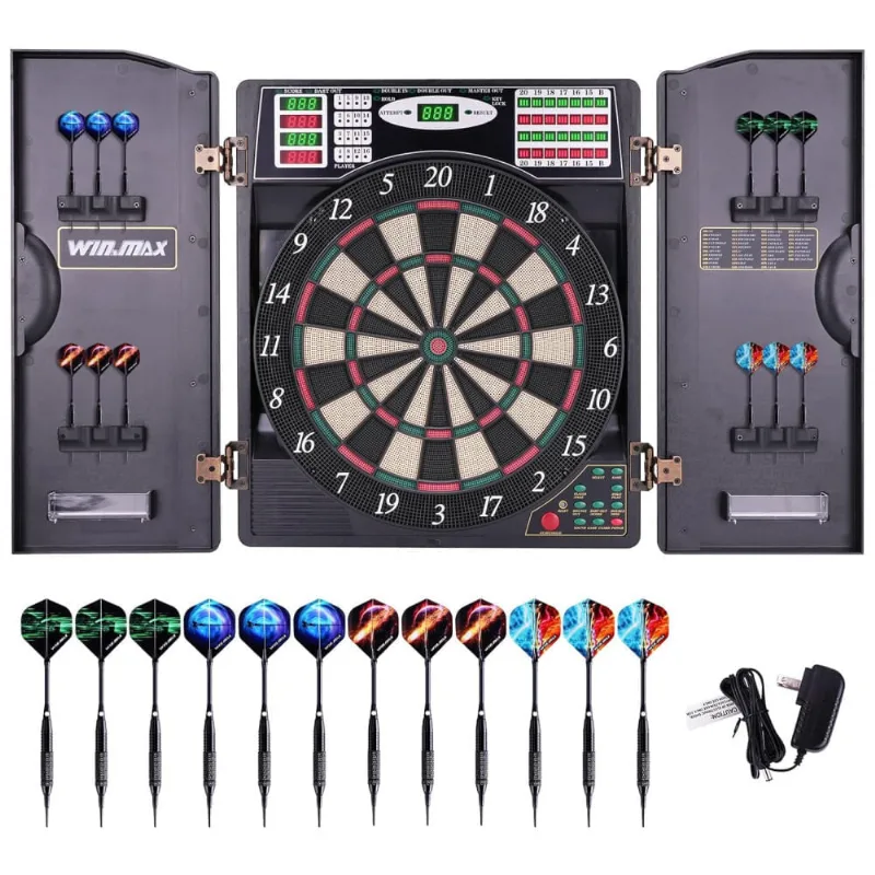 Jogo de Dardos Eletrônico com 12 Dardos, 38 Modos de Jogo e 259 Variações de Pontuação, para até 8 Jogadores, WIN.MAX WMG08580-GX