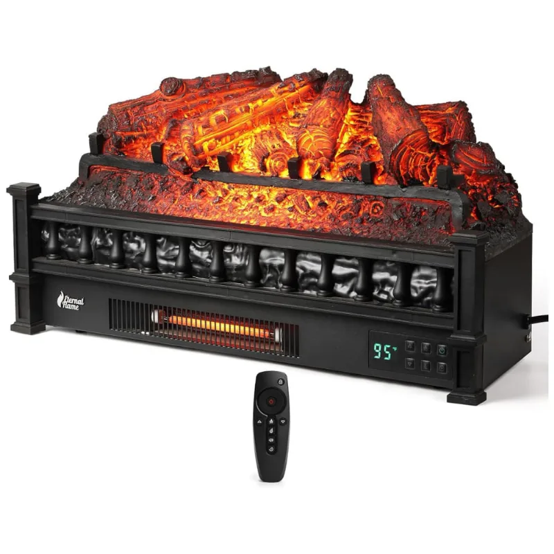 Lareira Elétrica Ecológica 26" 66cm Com Controle Remoto, Toras De Pinho Realista, Cores De Chama Ajustáveis E Temporizador, 110v 1500w, Turbro