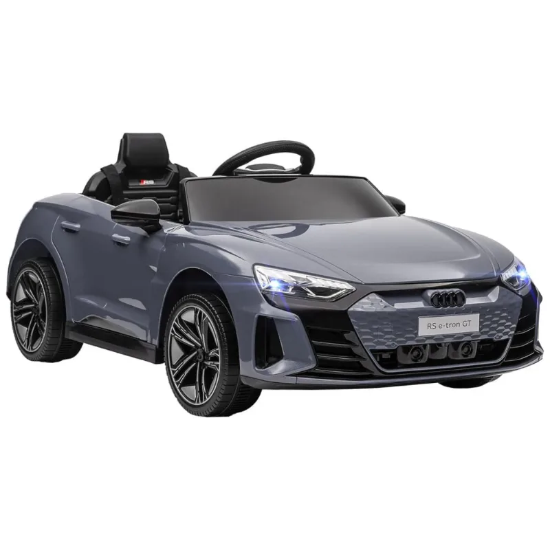 Carro Elétrico Infantil, Audi RS E-tron com Controle Remoto, Suspensão, Buzina, Música e Luz LED, 12V, Aosom, Cinza