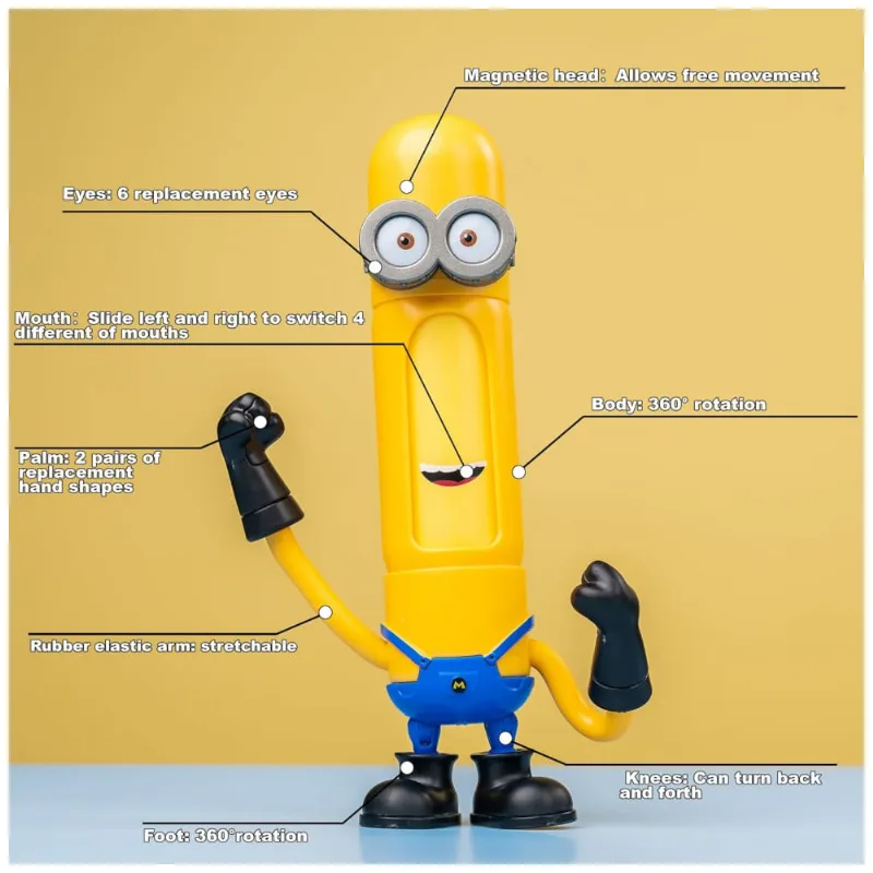 Tim Dos Minions Com 12 Cm De Altura, Corpo Giratório De 360° E Braços Extensíveis Para Crianças Acima De 8 Anos, Yolopark