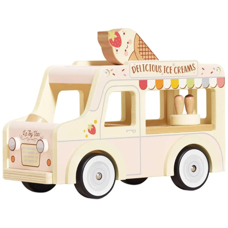 Caminhão de Sorvete de Madeira com Acessórios Magnéticos, Daisylane Le Toy Van
