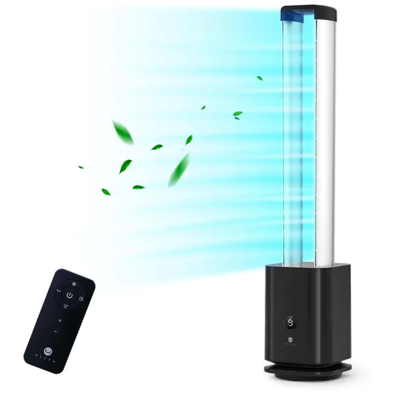 Ventilador De Torre E Purificador De Ar Sem Lâminas Com Névoa, Controle Remoto E Temporizador, 110v, U Ultty, Preto