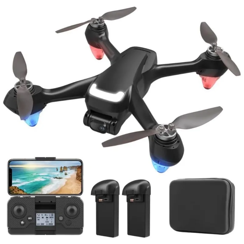 Drone Gps Atualizado Com Câmera 1080p Hd, Para Crianças E Iniciantes, Retorno Gps, Siga-me, Zoom 50x, Voo De 40 Minutos, Modo Vr, Bingchat, Preto
