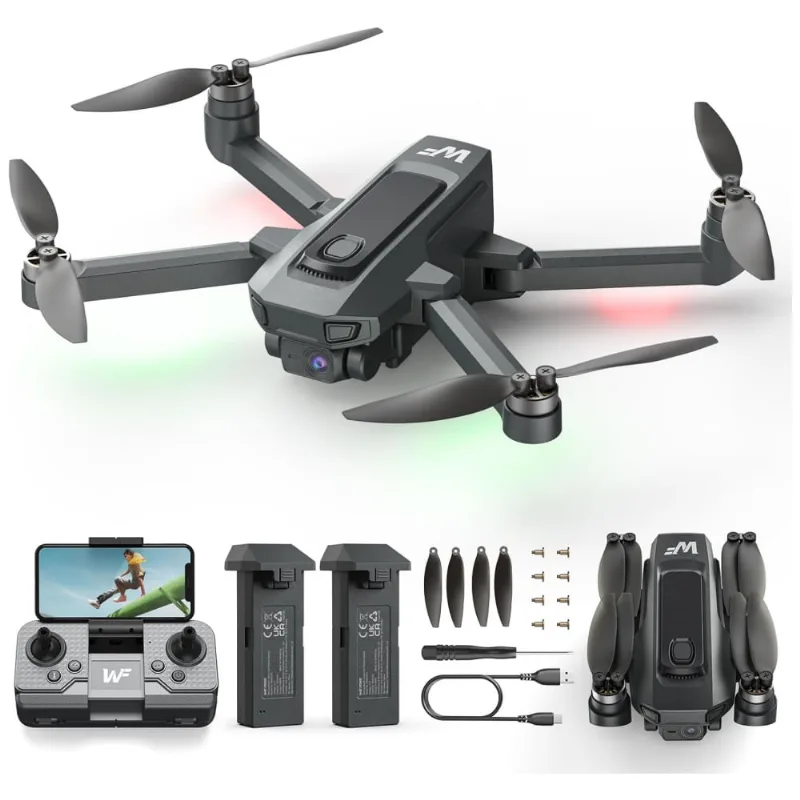 Drone Com Câmera 1080p Fpv Para Crianças E Adultos, Iniciantes, Transmissão 5g, Motor Sem Escova, 3d Flips, 2 Baterias, Wefone, Preto