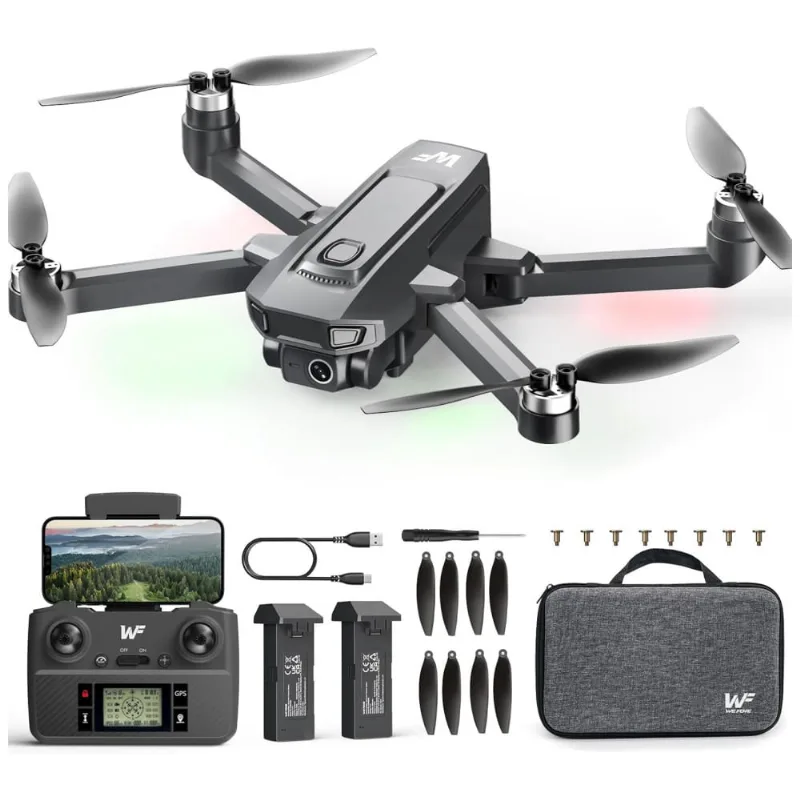 Drone Com Câmera 4k Para Adultos, Gps Follow Me, Dobrável Fpv Rc Quadcopter, Retorno Para Casa, 40 Minutos De Voo E 2 Baterias, Wefone, Preto