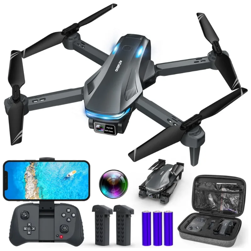Drone Com Câmera 1080p Fpv Para Adultos E Crianças Iniciantes, Altitude Hold, Controle De Voz, Selfie Por Gestos E Lente Ajustável, Loiley, Cinza