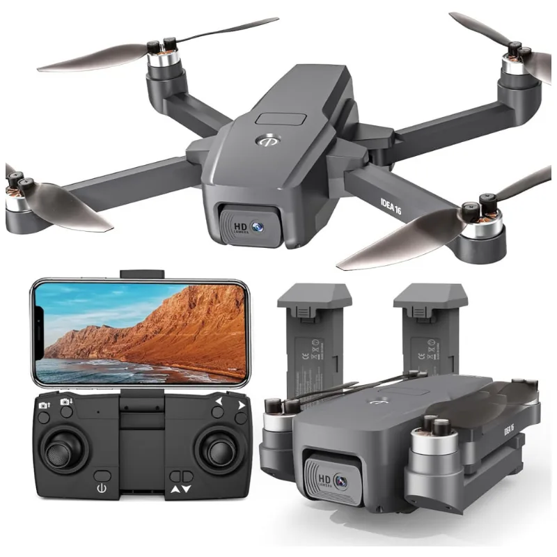 Drone Com Motor Sem Escova 16p, Câmera 1080p Para Adultos, 5g Wifi, Lente Ajustável, Decolagem E Aterrissagem Com Um Toque, Ttroards, Cinza