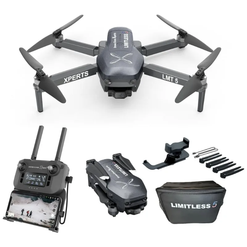 Drone X Pro Limitless Com 5 Câmeras Para Adultos, Gps 4k Uhd, Prevenção De Obstáculos E Gimbal 3 Eixos, Drone-clone Xperts, Preto