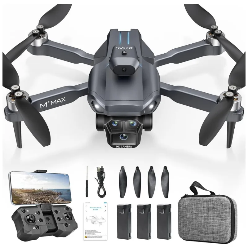 Drone Com Motor Sem Escova, Câmera Hd 1080p Para Crianças E Adultos, Drone Fpv Dobrável M°max, 3 Baterias, Giros De 360°, Hytobp, Preto