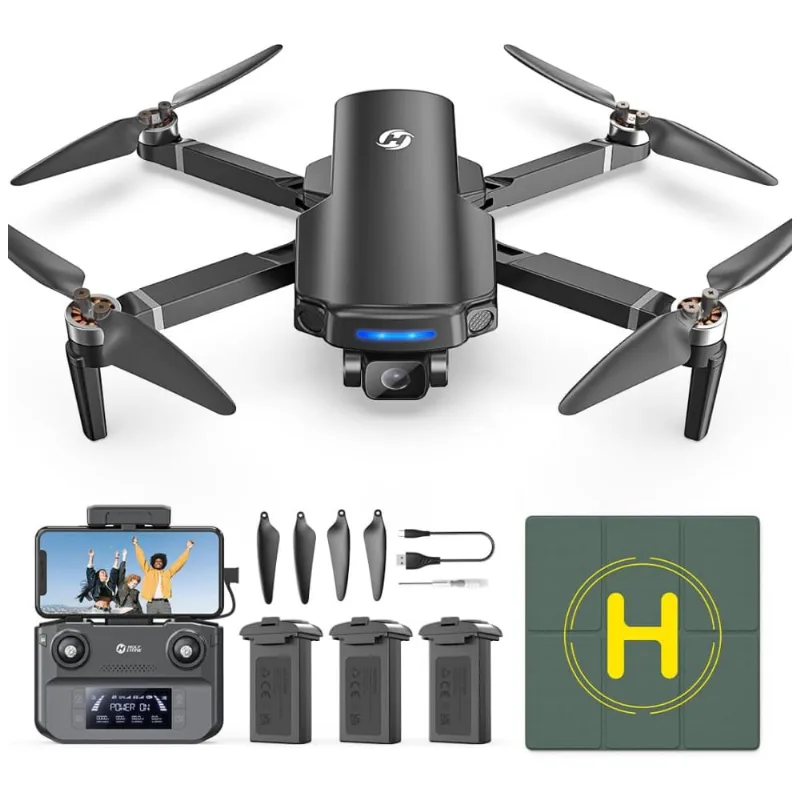 Drone Com Câmera 4k Uhd Para Adultos, Rc Fpv Quadcopter Dobrável, 3 Baterias E Transmissão Até 3 Km, Holy Stone, Preto
