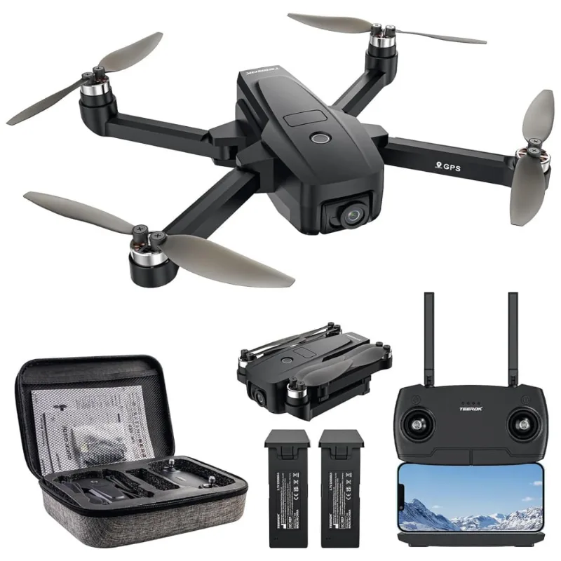 Drone Com Câmera 4k Para Adultos, 5g Fpv Rc Quadcopter, Alcance De 500m, Retorno Automático, Siga-me E Motor Sem Escova, Teerok, Preto