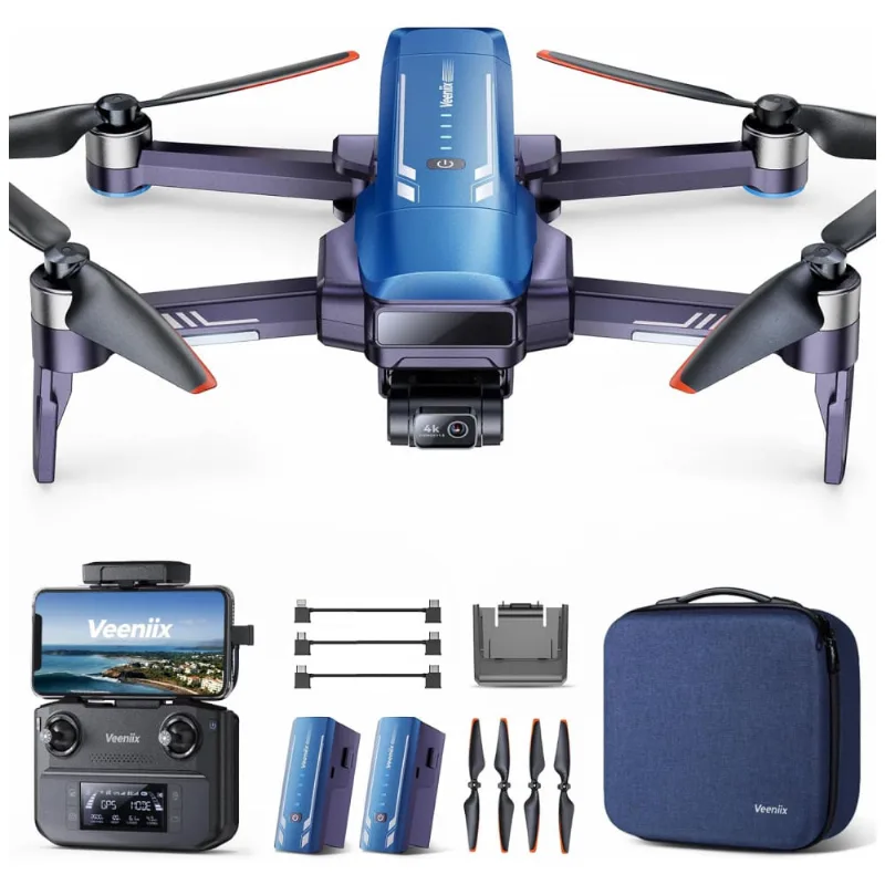 Drone V11pro Com Câmera 8k Para Adultos, Gimbal 3 Eixos, Vídeo 4k/30fps, Sensor Cmos, Voo De 80 Minutos, Transmissão De 6km, Veeniix, Azul