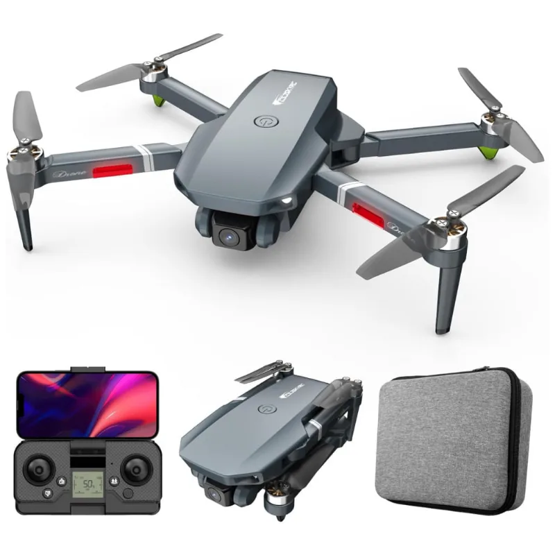 Drone Fpv Com 2 Câmeras Para Adultos, Rc Quadcopter Dobrável, 2 Baterias, Motores Sem Escova E Transmissão Longo Alcance, Csjskyrc, Cinza