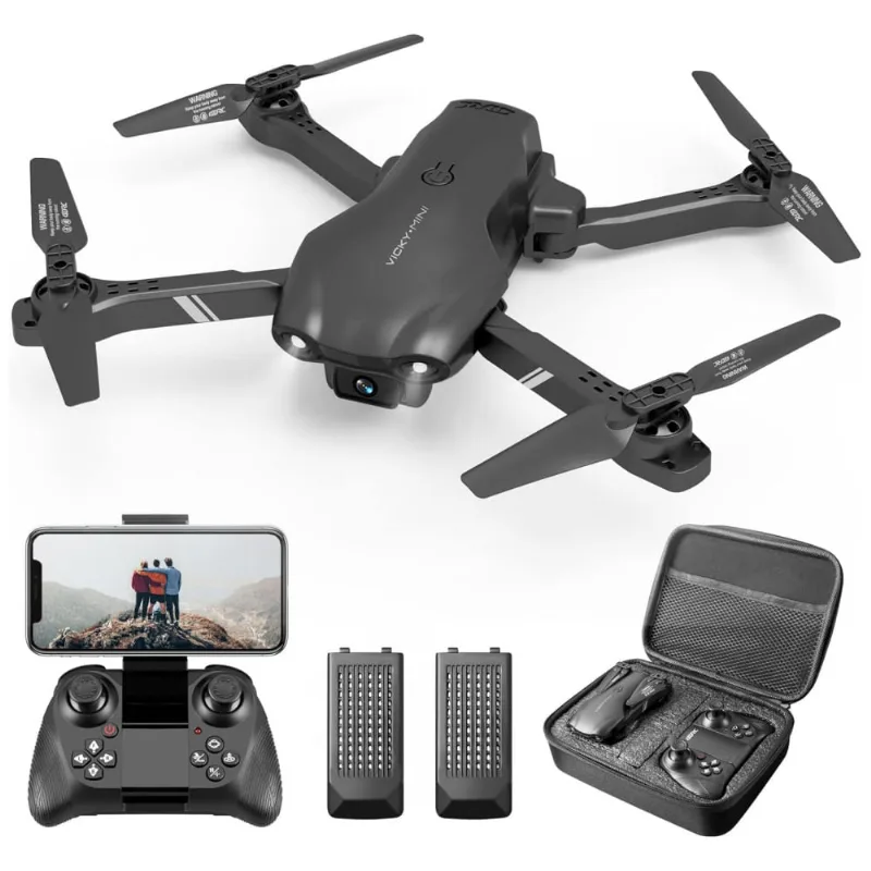 Drone 1080p Hd Fpv Para Crianças E Adultos Com Funções De Ponto De Passagem, Retenção De Altitude, Inversões 3d E 2 Baterias, Droneeye, Preto