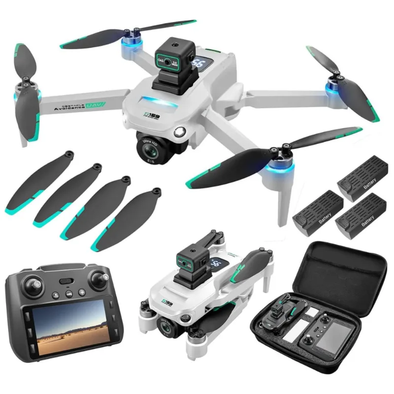 Drone 4k Gps Uhd Para Adultos, Controle Remoto 5g Com Tela, Retorno De Uma Tecla, Câmera Dupla E Prevenção De Obstáculos, Jardhom, Branco