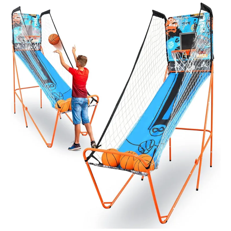 Jogo de Basquete de Arcade Para Ambiente Interno, Com Placard Eletrônico de LED, Marcador Digital e Cronômetro de Jogo, SereneLife, Azul
