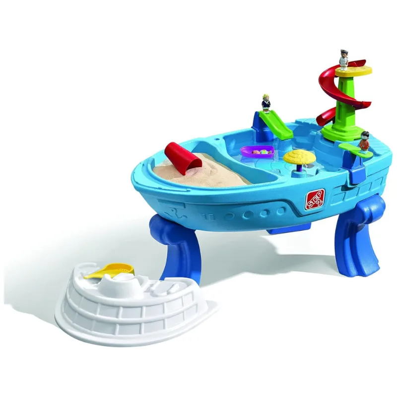 Mesa De Atividade Sensoriais Areia E Água, Brinquedo De Verão Ao Ar Livre, 10 Acessórios, Para Crianças A Partir De 2 Anos, Step2 Fiesta Cruise, Azul