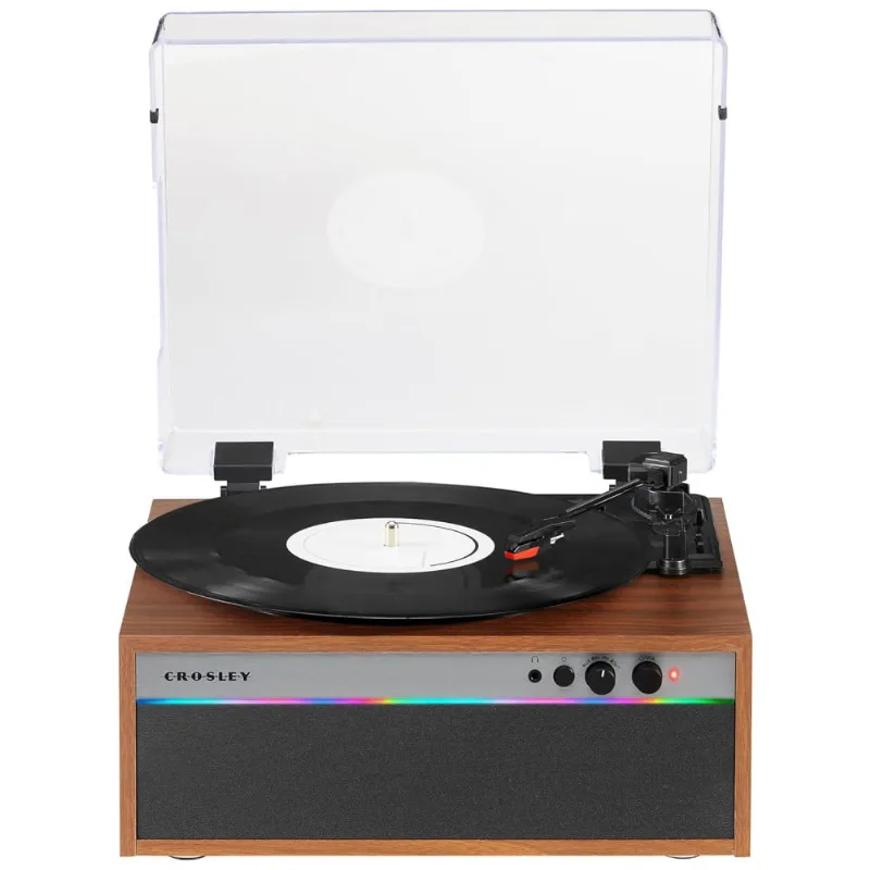 Vitrola Toca-discos Strobe Bluetooth Com Luzes Led Que Mudam De Cor Com Sincronização Musical, Cr6048a-wa Crosley,madeira