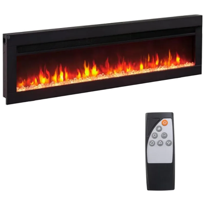 Lareira Elétrica Panana De 107 Cm, Embutida Ou De Parede, Com Timer, Led Touch, Controle Remoto, Chamas Ajustáveis Em Cor E Velocidade