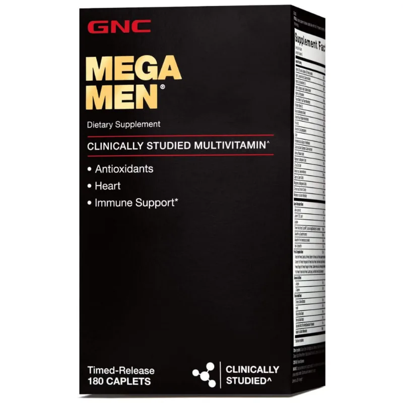 Gnc Mega Men Multivitamin, Suporte À Saúde Do Coração E Imunidade, 180 Cápsulas.