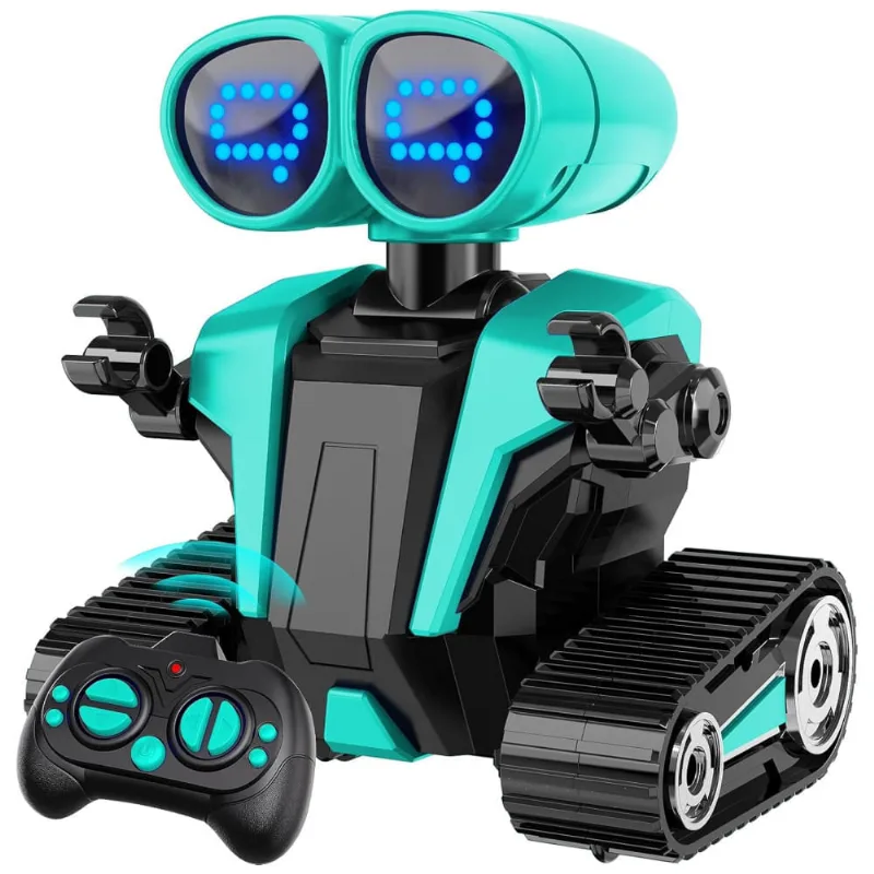 Robô MindPal com Auto-Demonstração e Olhos LED. Controle Remoto, Recarregável, +3 Anos, Cor Verde.