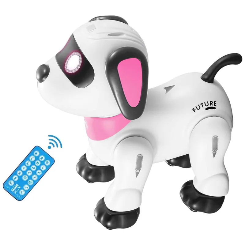 Robô Cachorro Yiman de Controle Remoto,Robô Inteligente Programável para Crianças 3+, Dança Interativa, Som, LED nos Olhos, Brinquedo Eletrônico.