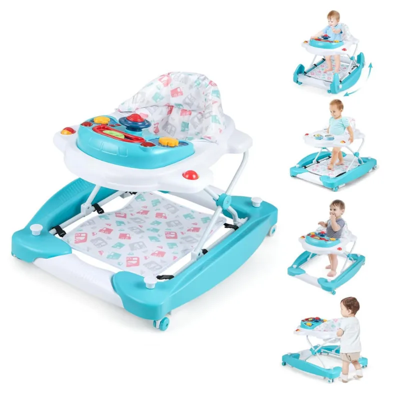 6 em 1 Baby Walker. Baby Walker com rodas. Altura ajustável. Música. Luzes. Modo de balancim. Baby Activity Walker
