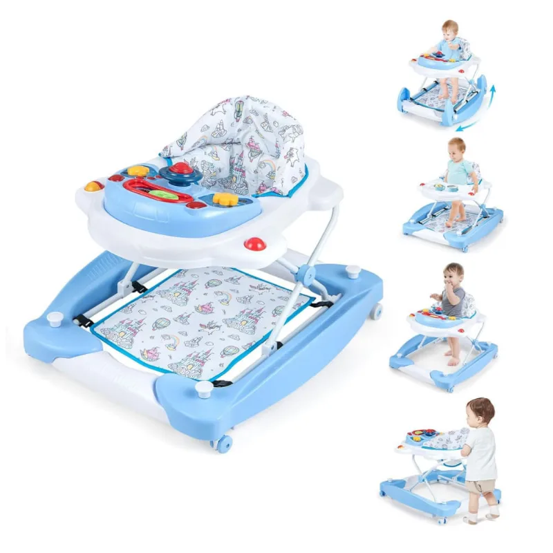 6 em 1 Baby Walker. Baby Walker com rodas. Altura ajustável. Música. Luzes. Modo de balancim. Baby Activity Walker
