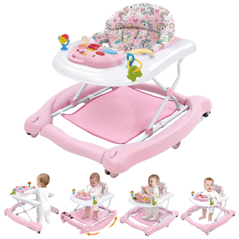Baby dobrável 5 em 1 Atividade Walker-Rocker. Centro de atividade. Bouncer. Walker de assento. Push Walker - Rodas