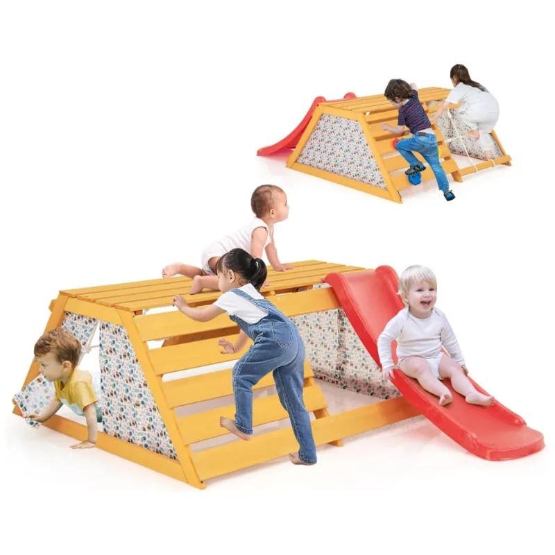 Brinquedos De Escalada Ao Ar Livre Para Crianças. Playset De Alpinista De Madeira W Por Slide. Rede De Parede De