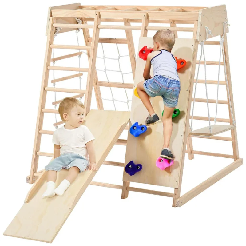 Playground Ollikivi Brinquedo De Escalada Para Crianças, Playground Interno Com Escorregador, Parede De Escalada/rede, Barra De Macaco, Balanço.