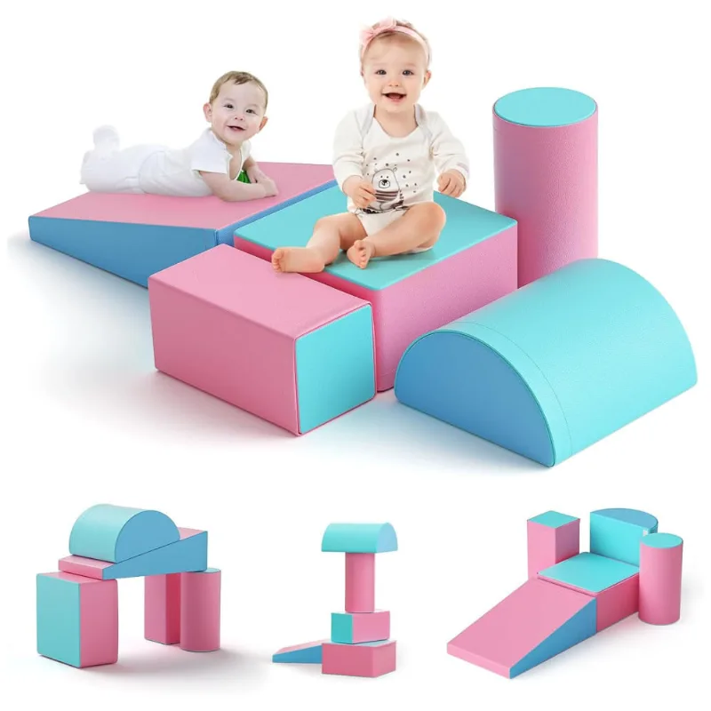 Blocos De Espuma Lischwert Soft Play, 5 Peças De Escalada E Atividade De Rastejamento, Brinquedo De Escalada Em Espuma, Rampa E Escorregador.