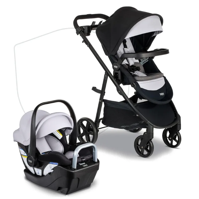Carrinho e Assento de Carro para Bebê Britax Willow Brook S, com Base Alpine e Tecnologia ClickTight, Capa e Inserto SafeWash - Viagem Segura