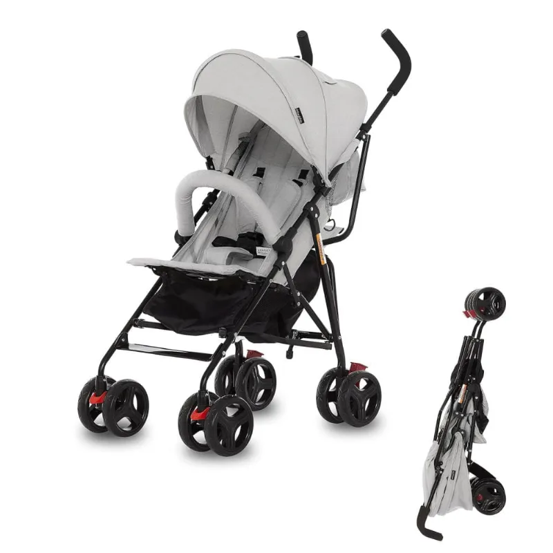 Carrinho de Bebê Dream On Me Vista Moonwalk em Cinza Claro, Leve e Compacto, Reclinável em Múltiplas Posições com Carrinho de Guarda-Sol