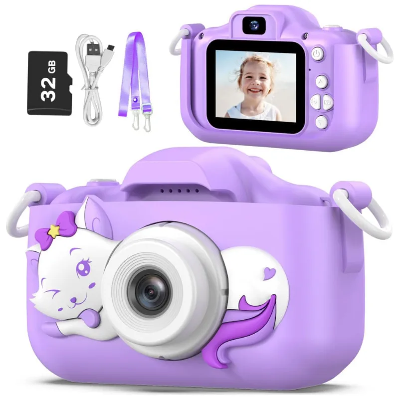 Câmera Infantil HD Presente para Meninos/Meninas de 3-9 Anos, Selfie à Prova de Quedas com Cartão SD 32GB Incluso.Goopow.