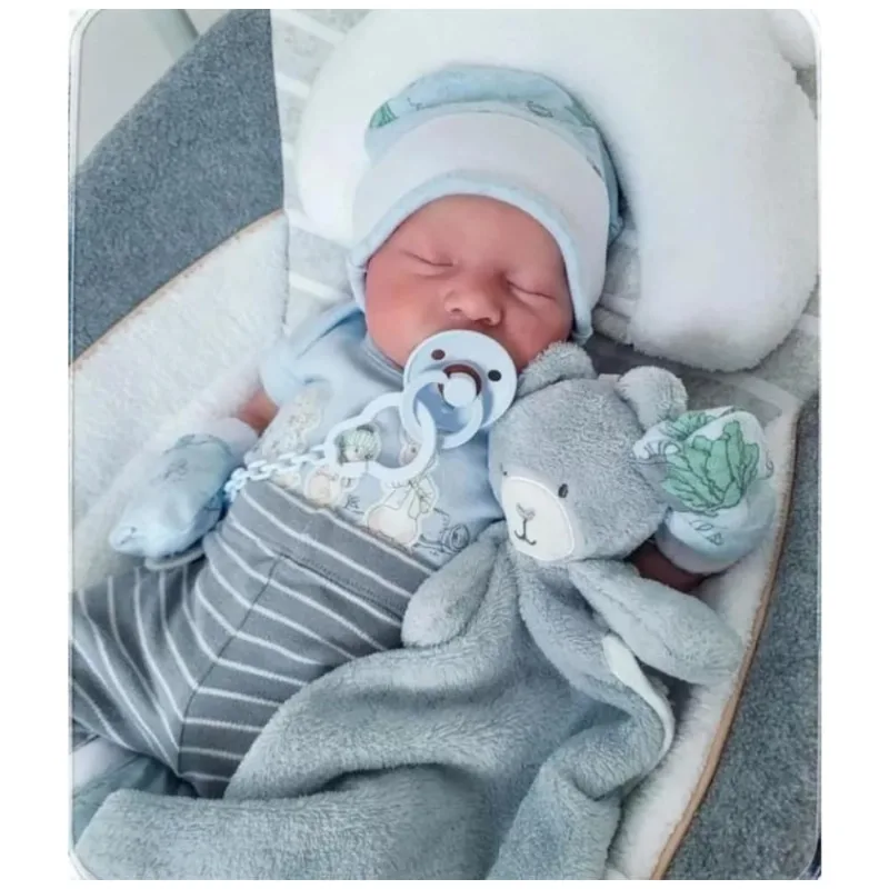 Bebê Recém-Nascido Newborn,Boneco Realista Levi de 46 Centímetros: Bebê Menino Dormindo com Corpo de Tecido Macio e Pintura Avançada, KSBD.