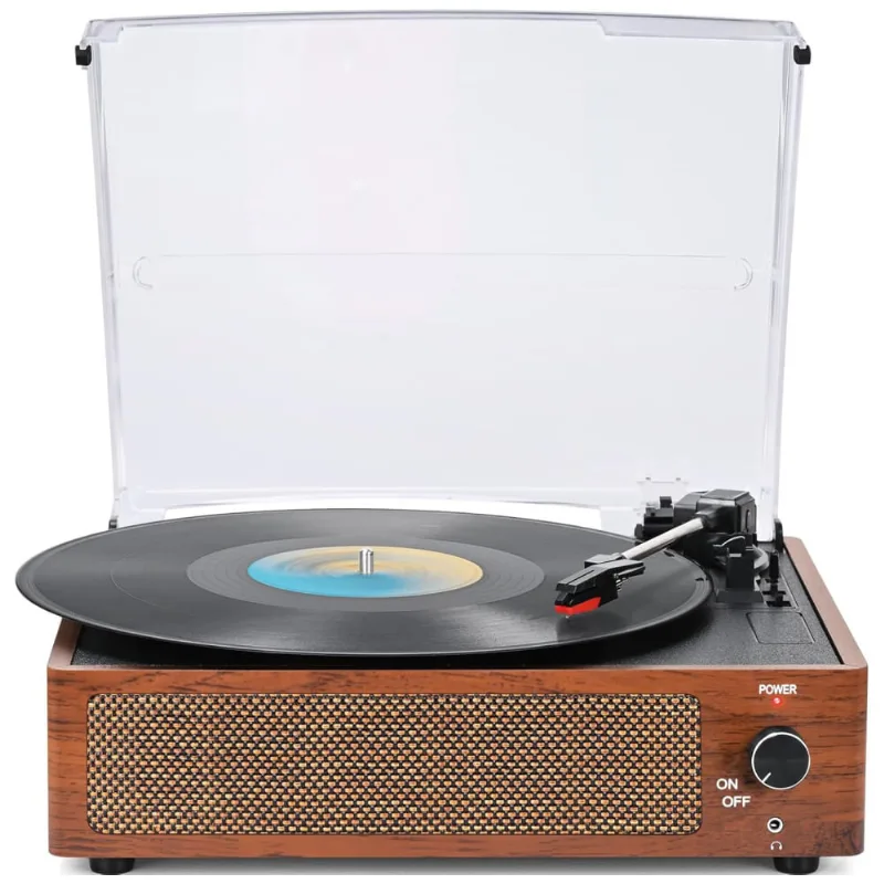 Toca-discos Vintage Para Vinil Com Alto-falantes, Design Retrô, Tocador De Discos De Vinil Com Correia, Suporte A 3 Velocidades, Conexão Sem Fio