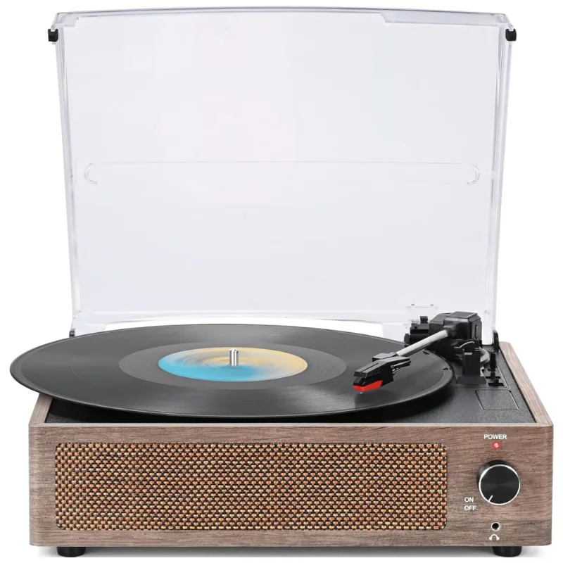 Toca-discos De Vinil Vintage Com Alto-falantes - Retro, Bluetooth, 3 Velocidades - Ideal Para Iniciantes - Design De Madeira Cinza,wockorder