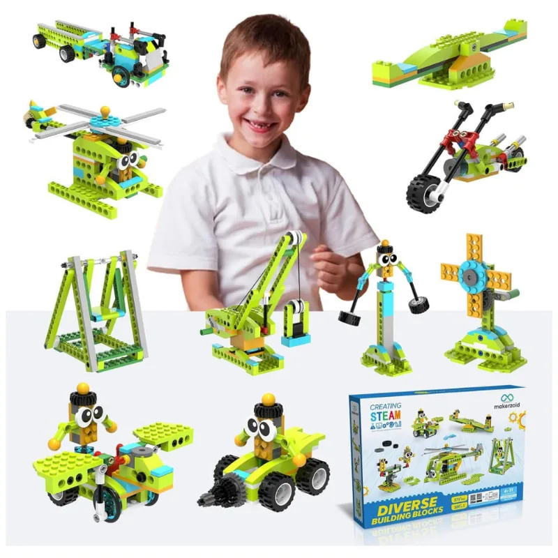 Kit de Montagem de Robô, 370 Peças de Construção Educacional, 100 Modelos STEM, Crianças 6 Anos, Presente Aniversário e Natal,Makerzoid