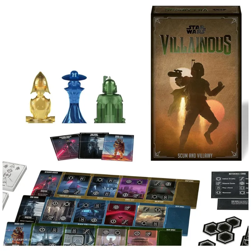 Jogo de Tabuleiro Estratégico Ravensburger Star Wars Vilões Escória e Vilania - Junte-se a Boba Fett, Sétima Irmã ou Cad Bane nesta Aventura Épica!