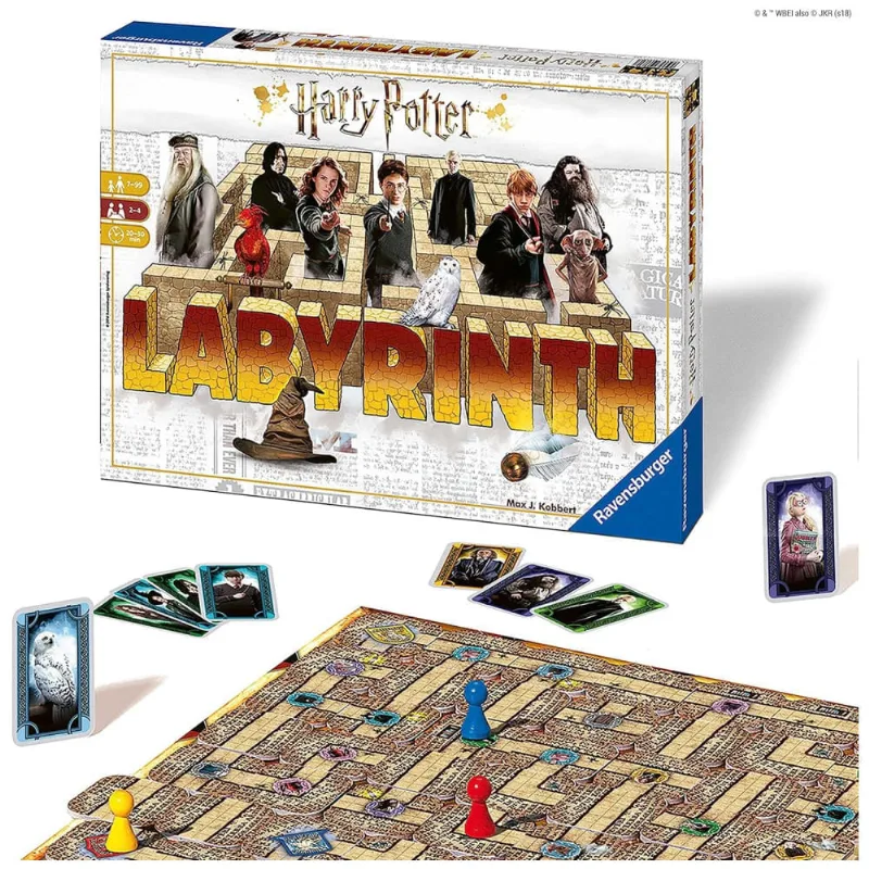 Jogo de Tabuleiro Labirinto Harry Potter da Ravensburger - Desafio Mágico de Estratégia para Noites em Família, Presente Incrível para 2-4 Jogadores